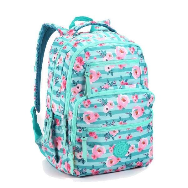 Kit Mochila Feminina Floral Acqua G Com Lancheira E Estojo - 2