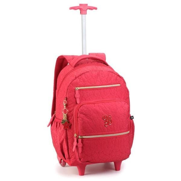 Kit Mochila Feminina Capricho Rodinha Vermelha E Lancheira - 2
