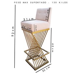 Kit 02 Banquetas Luma Base de Ferro Sued Bege - D'classe Decor - 8