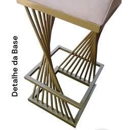 Kit 02 Banquetas Luma Base de Ferro Sued Bege - D'classe Decor - 7
