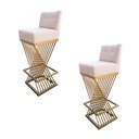 Ver imagem 1 de Kit 02 Banquetas Luma Base de Ferro Sued Bege - D'classe Decor