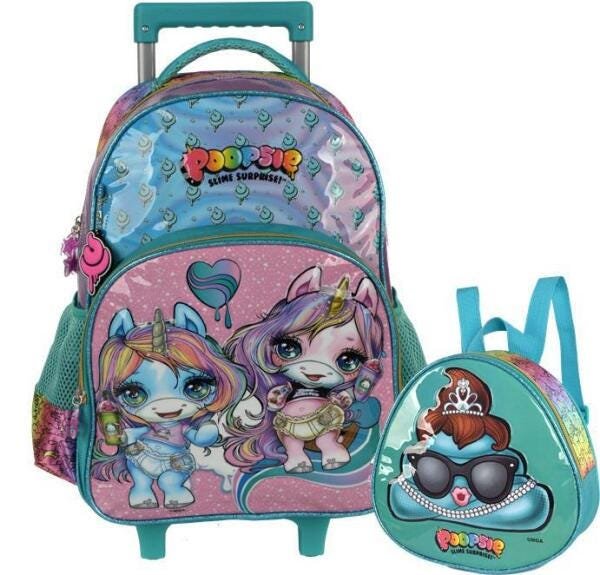 Kit Mochila Rodas 35102 Poopsie Verde Água Slime e Lancheira - 1