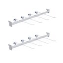 Ver imagem 1 de Kit - 2 Réguas para Gôndola Ponta 73cm + 8 Ganchos Simples Branco - Sa Gondolas