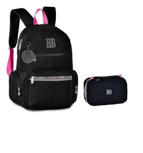 Kit Mochila Rebecca Bonbon Com Estojo Grande RB2061 Preto - 1
