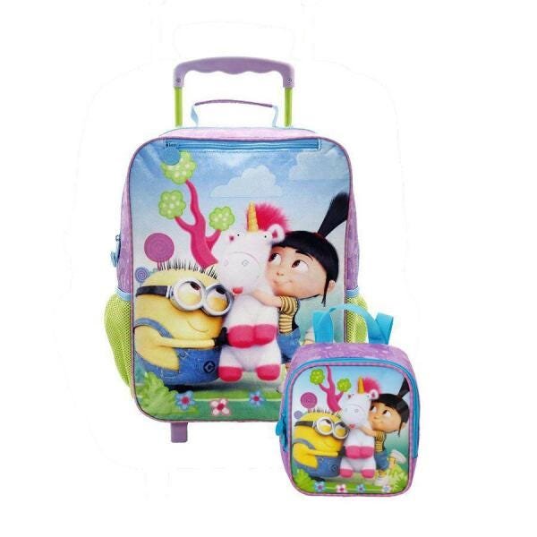 Kit Com Mochila Com Rodas + Lancheira Minions Fluffadelic - 2