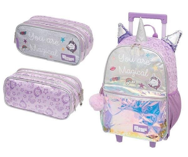 Kit Infantil Mochila De Rodinha + Estojo Pack Me Magical - 1