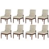 Kit 8 Cadeiras de Jantar Aurora Base Madeira Maciça Estofada Suede Bege - 1