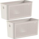 Ver imagem 1 de 2 Cestos Organizadores Multiuso Empilháveis 4,2l Retangular 26x12x13cm com Perfurações Flow
