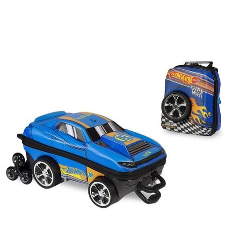 Mochila Escolar Hot Wheels Carro Azul Muscle Lancheira 3d