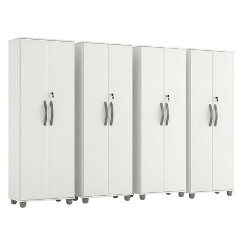 Kit 4 Armários Multiuso Caio 2 Portas com Chave  Armário para Lavanderia