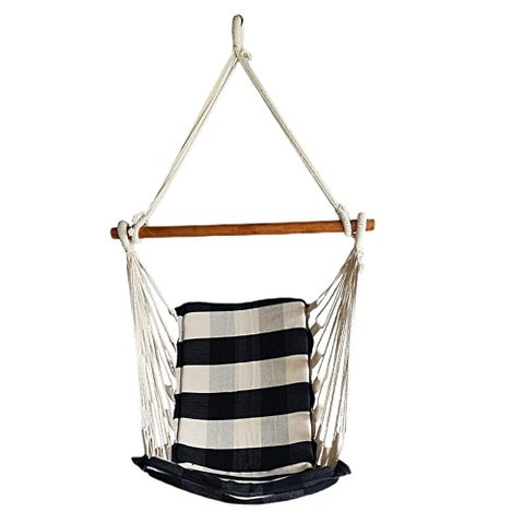 Cadeira de Balanço Suspensa Rede de Teto Varias Cores: Preto com Branco Xadrez