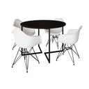 Ver imagem 6 de Mesa Industrial Jantar Redonda 110Cm Preta Base V Com 4 Poltronas Brancas Eames Daw Ferro Preto