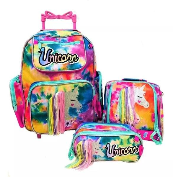 Kit Mochila + Lancheira + Estojo Dupl Unicornio Holografico - 1