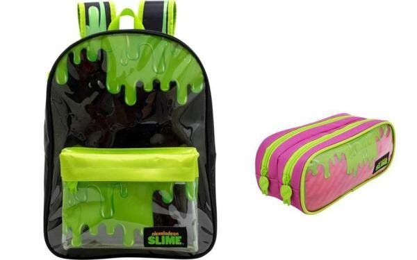 Kit Mochila Slime Preta Nickelodeon + Estojo Rosa - 1