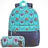 Kit Mochila e Estojo Jeans Floral Capricho 11922 - 1