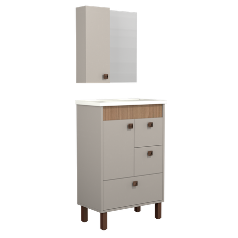 Conjunto Gabinete de Banheiro Beirute 60cm