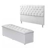 Cabeceira Mais Calçadeira Baú Solteiro Para Cama Box Sofia Branco - 1