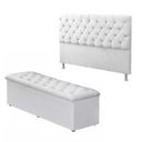 Ver imagem 1 de Cabeceira Mais Calçadeira Baú Solteiro Para Cama Box Sofia Branco
