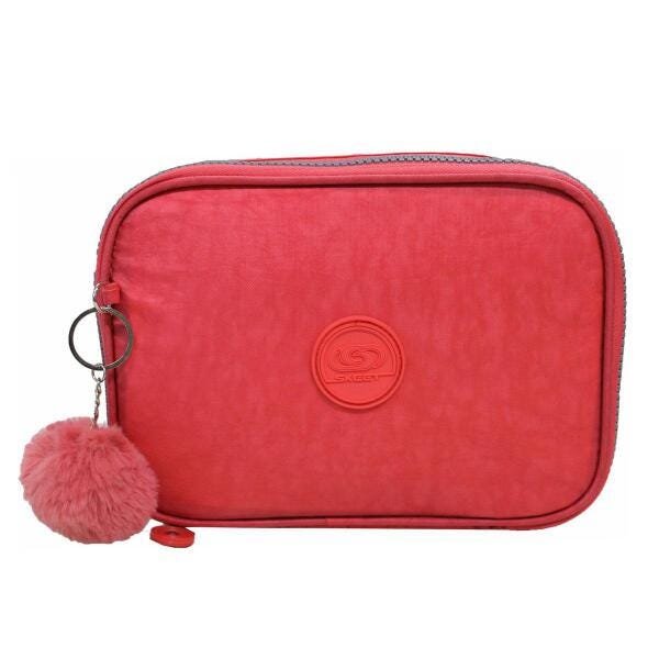 Kit Mochila Crinkle E Estojo Com Pompom Cor Goiaba Cruzeiro - 4