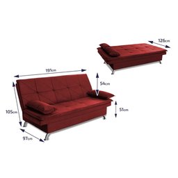 Sofá Cama Pérsia 3 Lugares Suede Velut - King House - 2