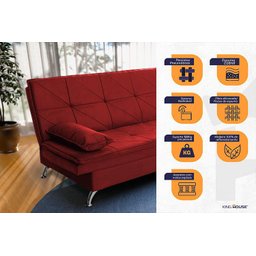 Sofá Cama Pérsia 3 Lugares Suede Velut - King House - 3