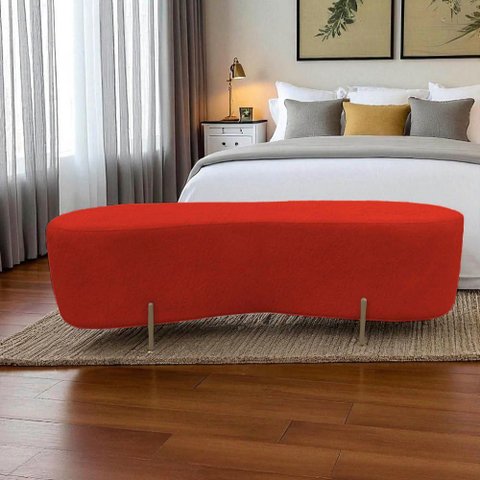 Puff Decorativo Alana Couro Vermelho