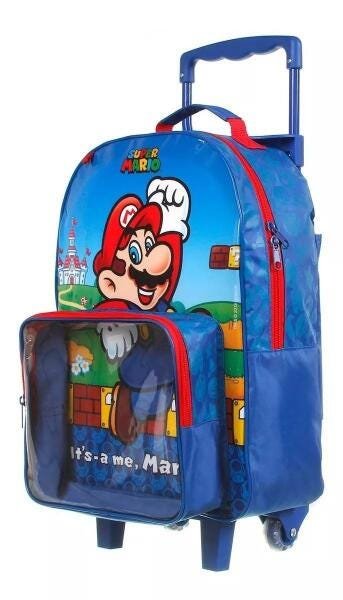 Kit Mochila Super Mario De Rodas Com Lancheira E Estojo - 5