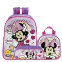 Ver imagem 1 de Kit Mochila Minnie Rosa 8942 Costas Lancheira E Estojo Duplo