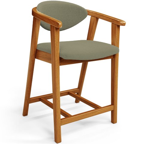 Banqueta Baixa para Cozinha Sala de Jantar Bancada Cecília L02 Bouclê Oliva - Lyam Decor