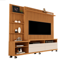 Ver imagem 6 de Home Theater para Sala com Três Prateleiras Laterais Quatro Nichos Ripado Nobre - Giga Móveis:freijo
