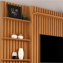 Ver mais imagens de Home Theater para Sala com Três Prateleiras Laterais Quatro Nichos Ripado Nobre - Giga Móveis:freijo