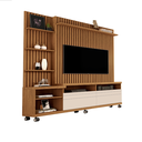 Ver imagem 1 de Home Theater para Sala com Três Prateleiras Laterais Quatro Nichos Ripado Nobre - Giga Móveis:freijo