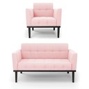 Ver imagem 1 de Conjunto Poltrona e Namoradeira Decorativa Karen Pés Fixo em Madeira Preto Suede Rosa Bebê G19 - Gra