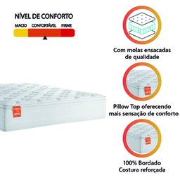 Colchão Casal King Molas Ensacadas Real Pillow Top 193x203x27cm Branco Inducol - 3