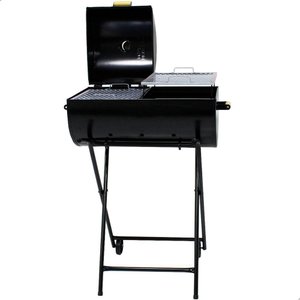 Churrasqueira Meia Bafo Grande com Carrinho e 2 Grelhas Preto