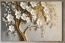 Ver imagem 2 de Quadro Decorativo Floral Dourado e Branco 40x60 Quarto Sala Hall Decoração