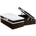 Ver imagem 1 de Cama Box Baú Solteiro: Colchão Espuma Castor D45 Black e White Air Double Face + Base CRC Suede Brow