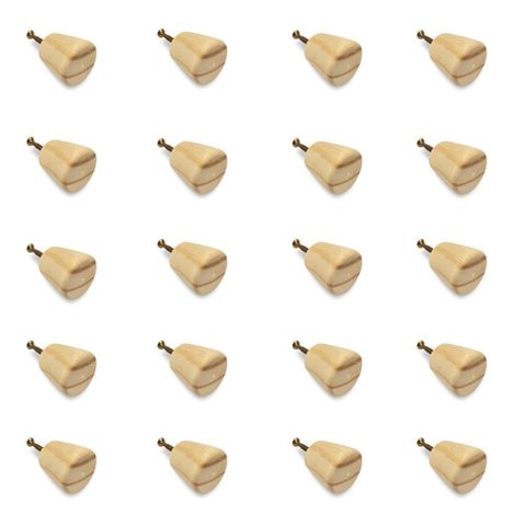 Kit 20 Puxadores de Madeira Redondos para Móveis Gavetas Armários Modelo Cone