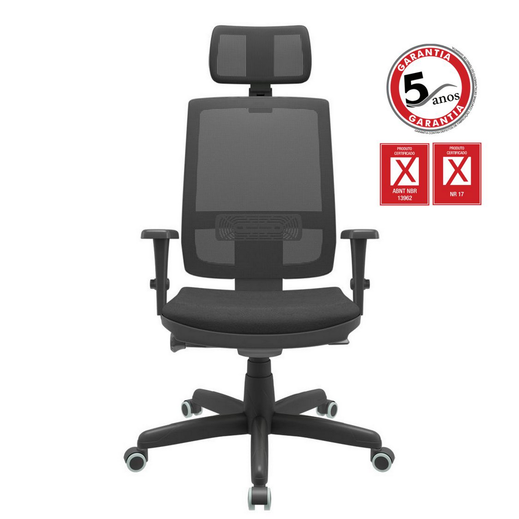Cadeira Brizza Presidente Tela - Autocompensador e Braços 3D - Plaxmetal - 1