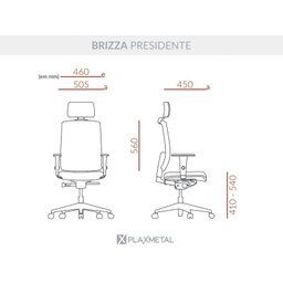 Cadeira Brizza Presidente Tela - Autocompensador e Braços 3d - Plaxmetal - 4
