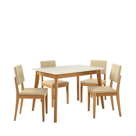 Conjunto Sala de Jantar Nara Kappesberg em Madeira Maciça com 4 Cadeiras