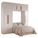Ver imagem 1 de Guarda Roupas Modulado Closet Quarto Completo 6 Portas com Espaço para Cama Solteiro 0,88m Madrid