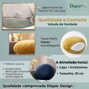 Ver imagem 2 de Almofada Redonda Veludo Premium 35cm Decorativa com Zíper e Enchimento - Azul Marinho