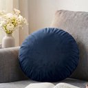 Ver imagem 1 de Almofada Redonda Veludo Premium 35cm Decorativa com Zíper e Enchimento - Azul Marinho