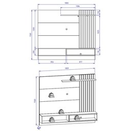 Painel Bancada Suspensa para Tv até 65 Pol. Ripado 180cm Tocantins Preto Fosco/noce Milano - Colibri - 6