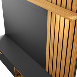 Painel Bancada Suspensa para Tv até 65 Pol. Ripado 180cm Tocantins Preto Fosco/noce Milano - Colibri - 3