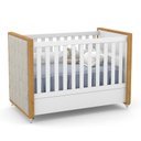 Ver imagem 4 de Jogo de Quarto Infantil com Guarda Roupa 4 Portas e Berço com Capitonê Tutto New Branco Soft/freijó