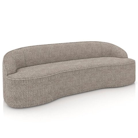 Sofá 5 Lugares Curvo Sala de Estar Living Lótus D02 Bouclê Bege Escuro 300cm Pb-04 - Lyam Decor