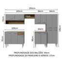Ver imagem 4 de Armário de Cozinha Completa 293cm com Pia Rustic/Cinza Emilly Madesa 09