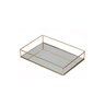 Bandeja Metal com Espelho Decorativa Lavabo Banheiro Dourado pequena - 1